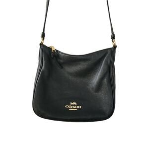 Coach Ellie Refined Pebble Leather File Shoulder Bag/Crossbody Black / Gold